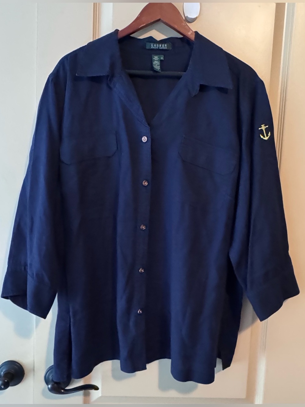 Ralph Lauren Navy Button-Up Top